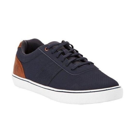 George Other - George Mens Navy Blue Brown Memory Foam Casual Sneakers Size 10.5
